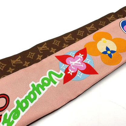 Louis Vuitton Bandeau BB Patches Silk Dusty Pink Brown and Multicolor Scarf