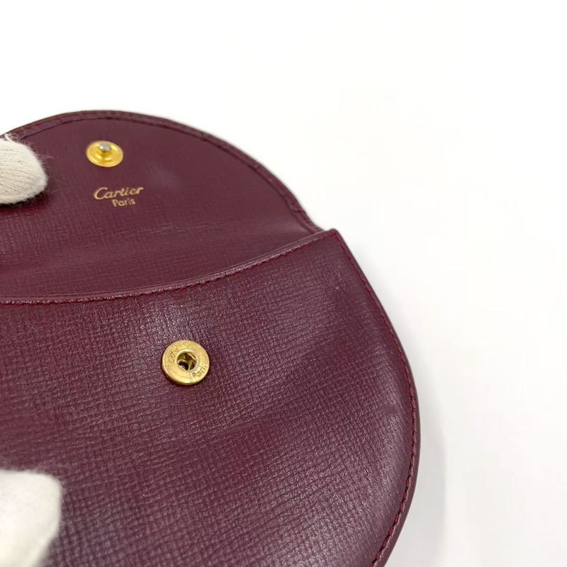 Cartier Must de Leather Bordeaux Coin Case Gold