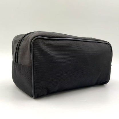 Fendi Logo Jacquard Design Pouch Nylon Brown and Black Clutch Bag Silver