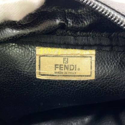 Fendi Logo Jacquard Design Pouch Nylon Brown and Black Clutch Bag Silver