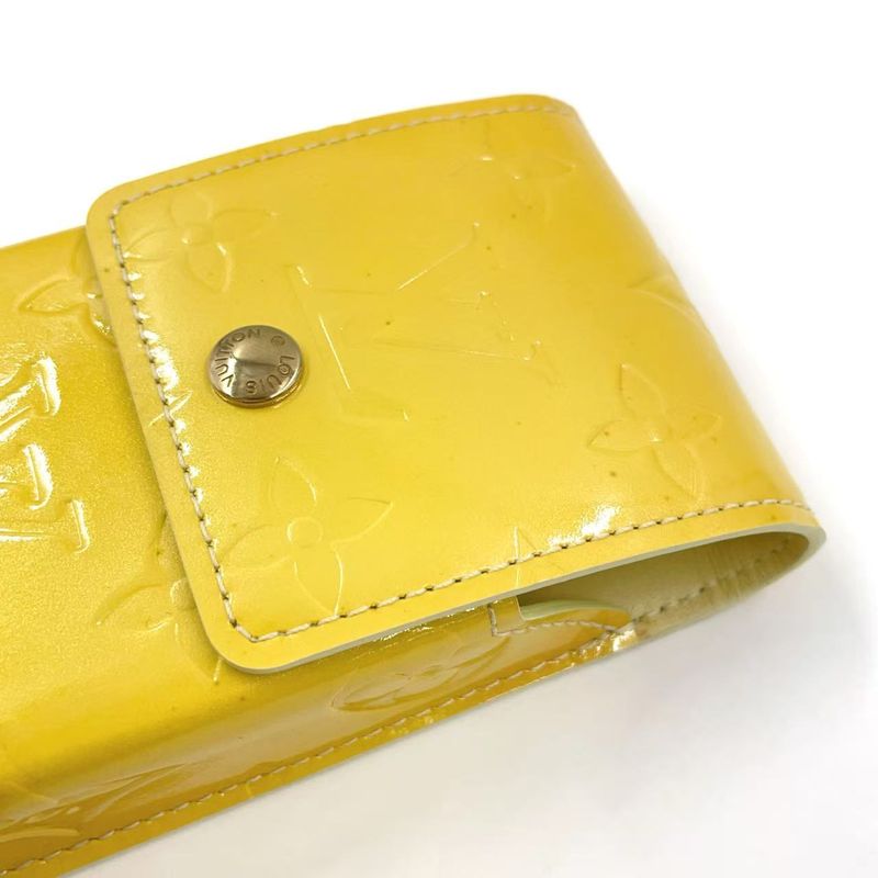 Louis Vuitton Monogram Vernis Enamel Yellow Cigarette Case Gold M91052