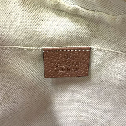 Gucci GG Canvas Leather and Canvas Beige Shoulder Bag Gold 387360