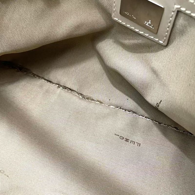 Fendi Zucchino Mamma Bucket Canvas Light Beige One Shoulder Bag Silver 8br001