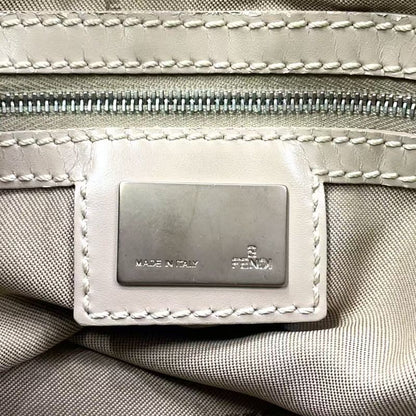 Fendi Zucchino Mamma Bucket Canvas Light Beige One Shoulder Bag Silver 8br001