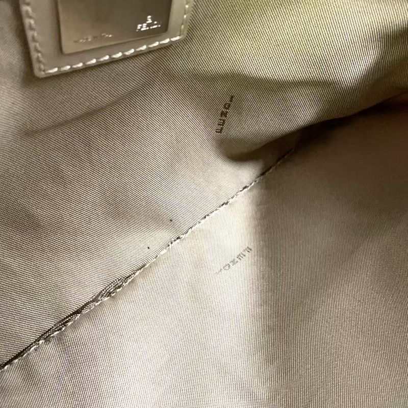 Fendi Zucchino Mamma Bucket Canvas Light Beige One Shoulder Bag Silver 8br001