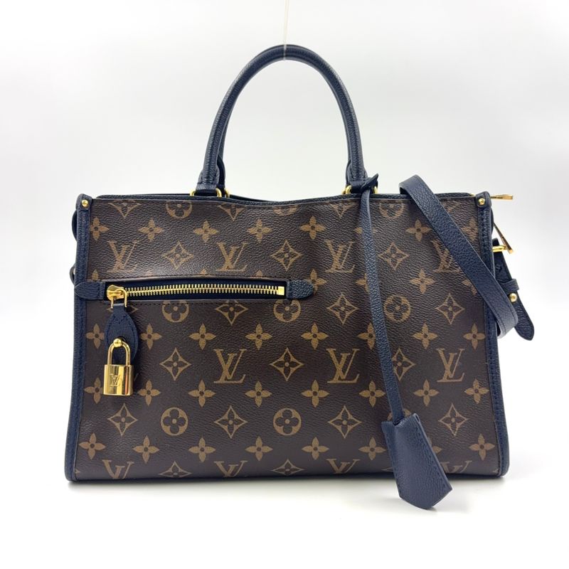 Louis Vuitton Popincourt PM Shoulder Bag Leather X PVC Brown Handbag Gold M43434