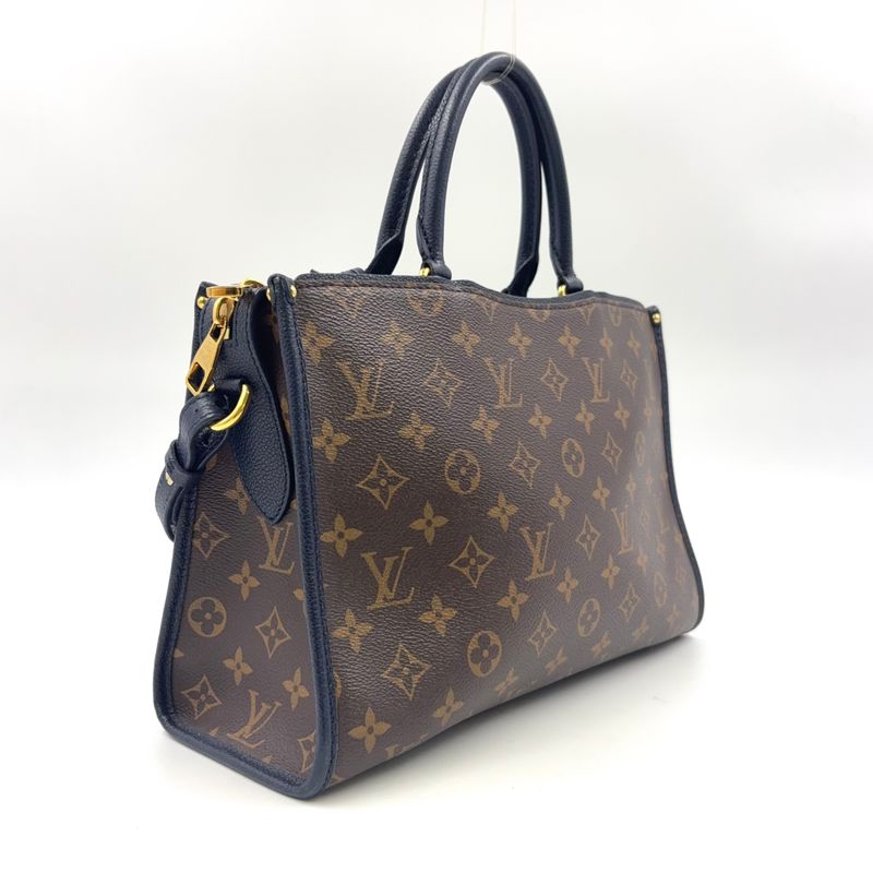 Louis Vuitton Popincourt PM Shoulder Bag Leather X PVC Brown Handbag Gold M43434