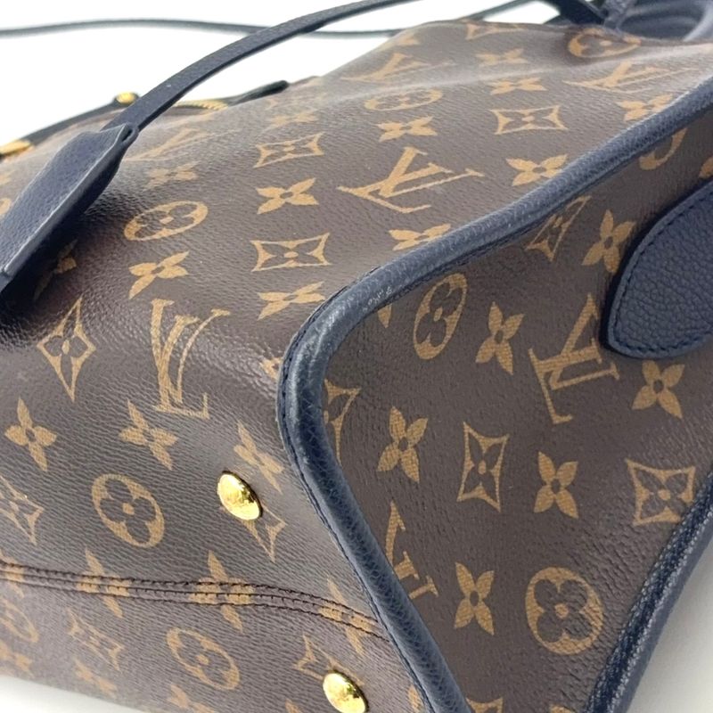 Louis Vuitton Popincourt PM Shoulder Bag Leather X PVC Brown Handbag Gold M43434