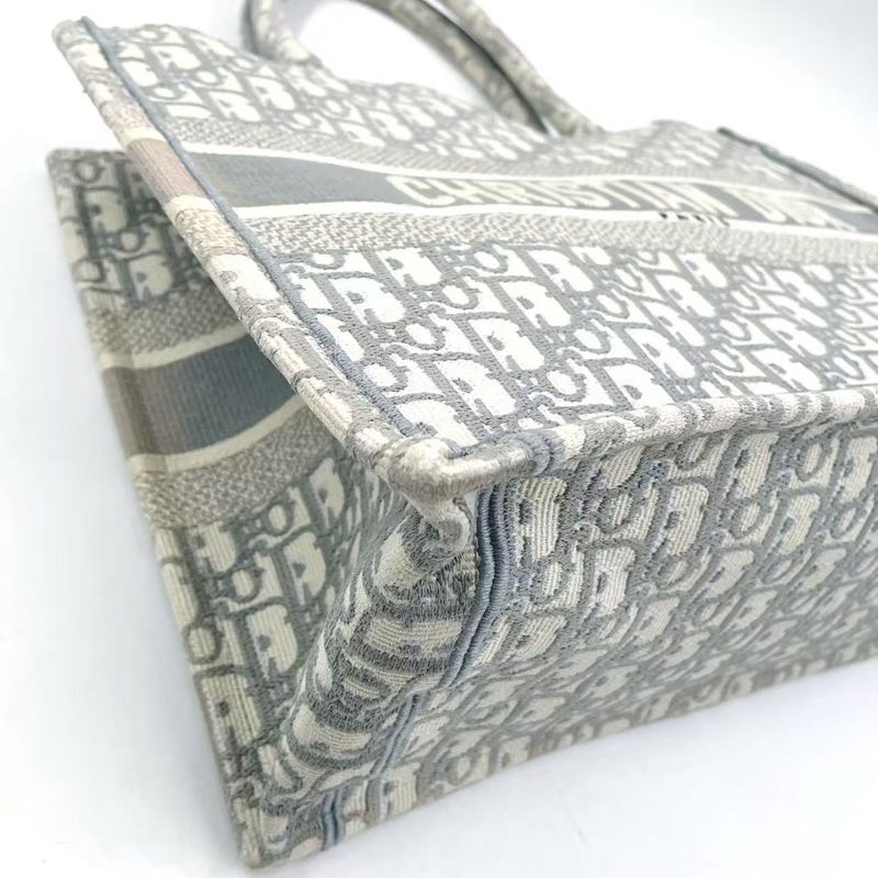 Christian Dior Book Tote Medium Oblique Canvas Ivory and Light Gray Tote Bag