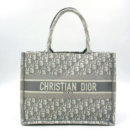 Christian Dior Book Tote Medium Oblique Canvas Ivory and Light Gray Tote Bag