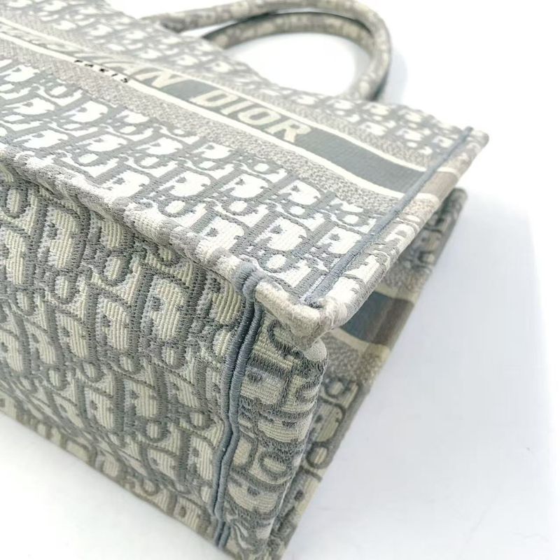 Christian Dior Book Tote Medium Oblique Canvas Ivory and Light Gray Tote Bag