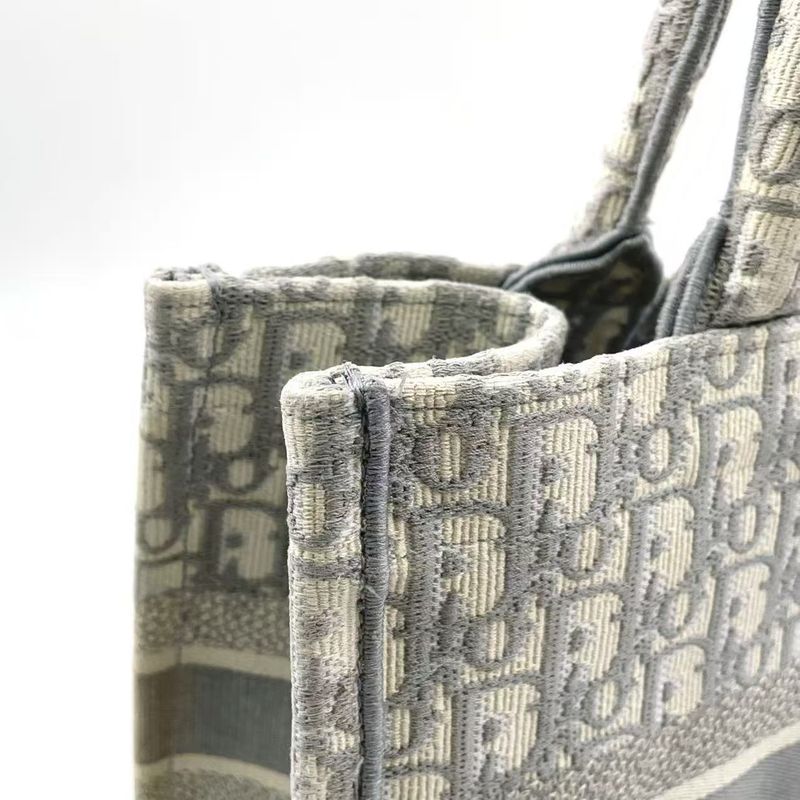 Christian Dior Book Tote Medium Oblique Canvas Ivory and Light Gray Tote Bag
