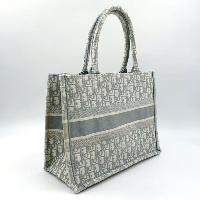 Christian Dior Book Tote Medium Oblique Canvas Ivory and Light Gray Tote Bag
