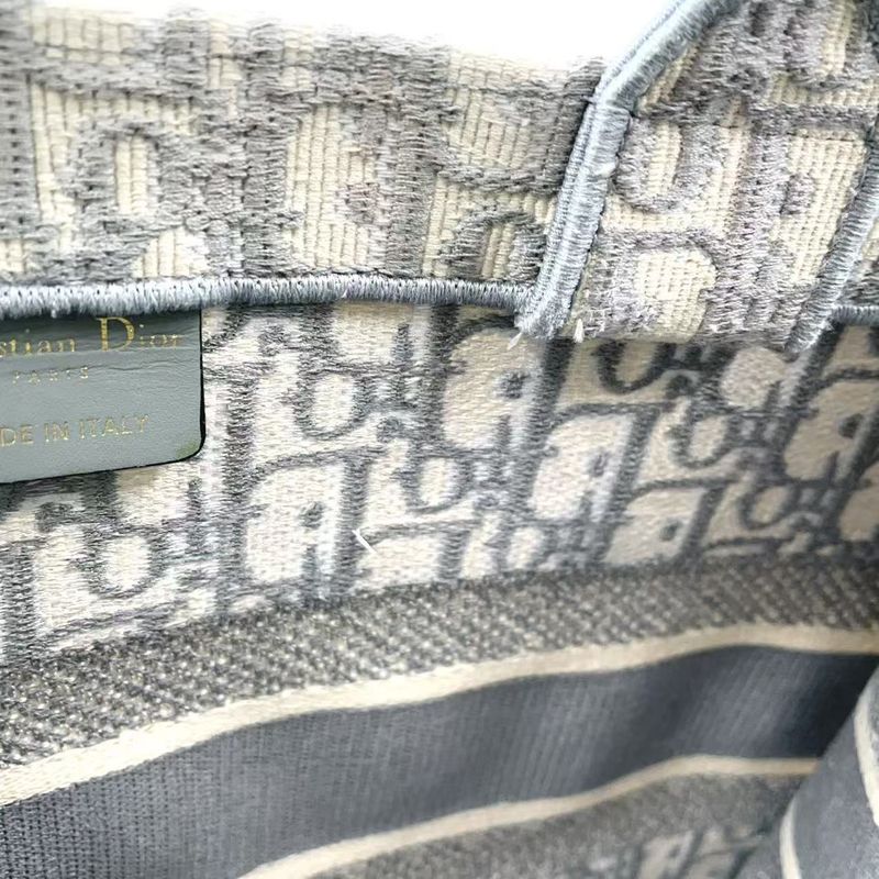 Christian Dior Book Tote Medium Oblique Canvas Ivory and Light Gray Tote Bag