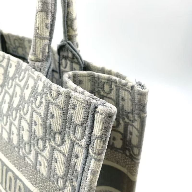 Christian Dior Book Tote Medium Oblique Canvas Ivory and Light Gray Tote Bag