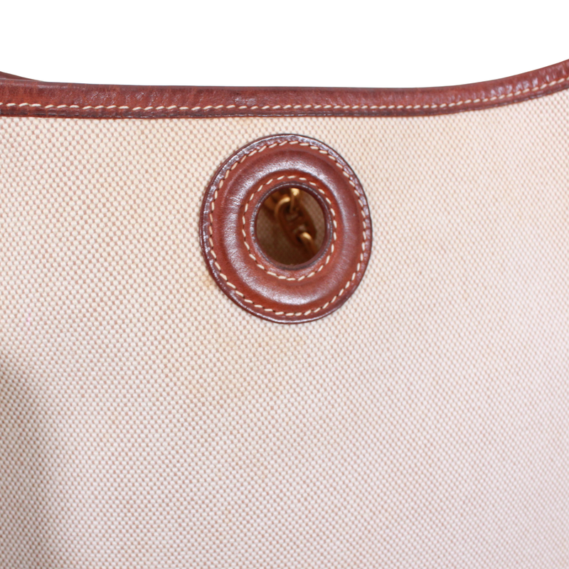 Hermes Vespa PM Toile Ash Brown and Beige Shoulder Bag Gold