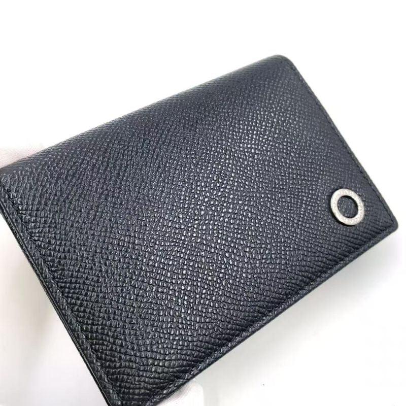 Bvlgari Man Business Card Holder Leather Card Case Silver