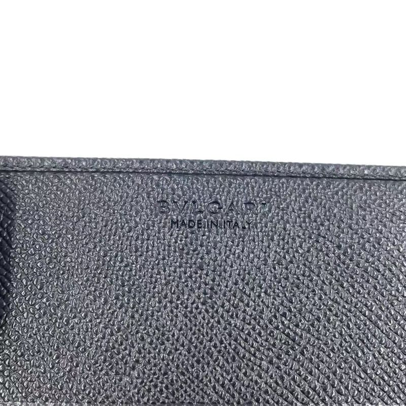 Bvlgari Man Business Card Holder Leather Card Case Silver