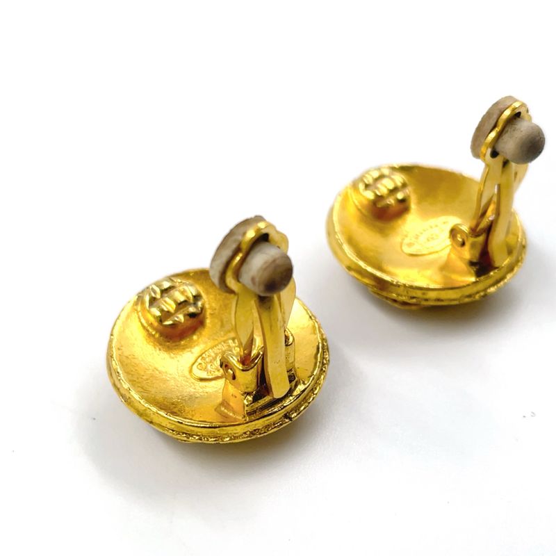 Chanel Round Coco Mark GP Gold Earrings