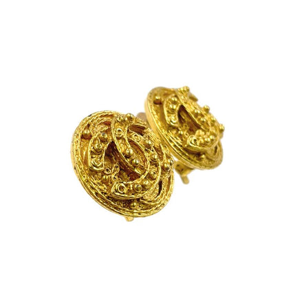 Chanel Round Coco Mark GP Gold Earrings