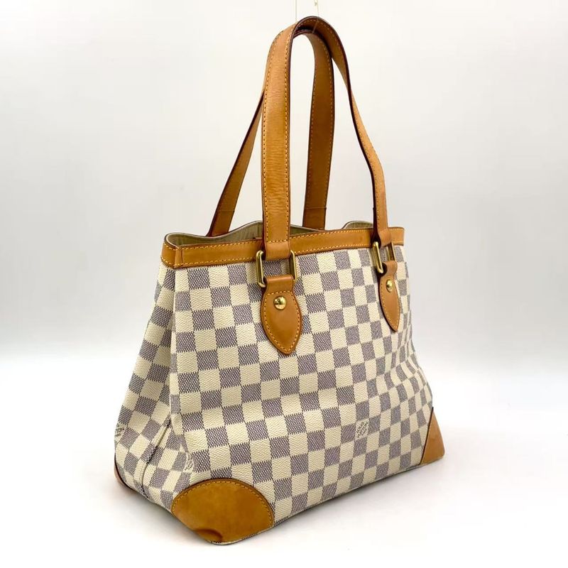 Louis Vuitton Hampstead PM Damier Azure Damier Azure Leather × PVC White Tote