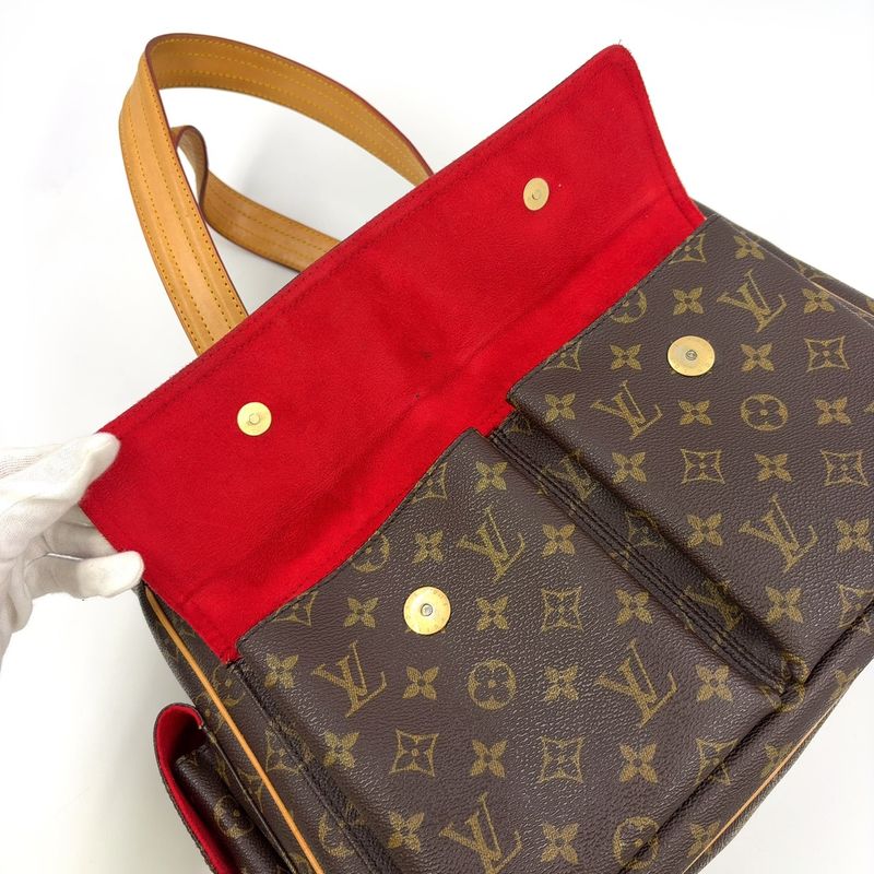 Louis Vuitton Multiplicite Monogram Leather X PVC Brown Handbag Gold M51162