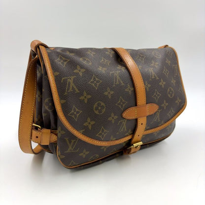 Louis Vuitton Saumur 30 Monogram Leather × PVC Brown Shoulder Bag Gold M42256