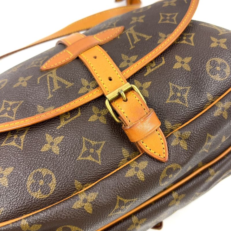 Louis Vuitton Saumur 30 Monogram Leather × PVC Brown Shoulder Bag Gold M42256