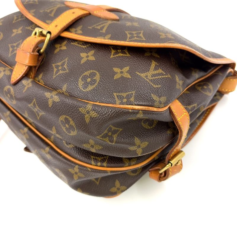 Louis Vuitton Saumur 30 Monogram Leather × PVC Brown Shoulder Bag Gold M42256