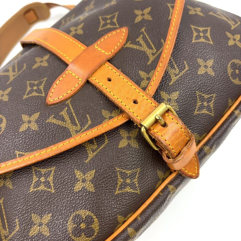 Louis Vuitton Saumur 30 Monogram Leather × PVC Brown Shoulder Bag Gold M42256