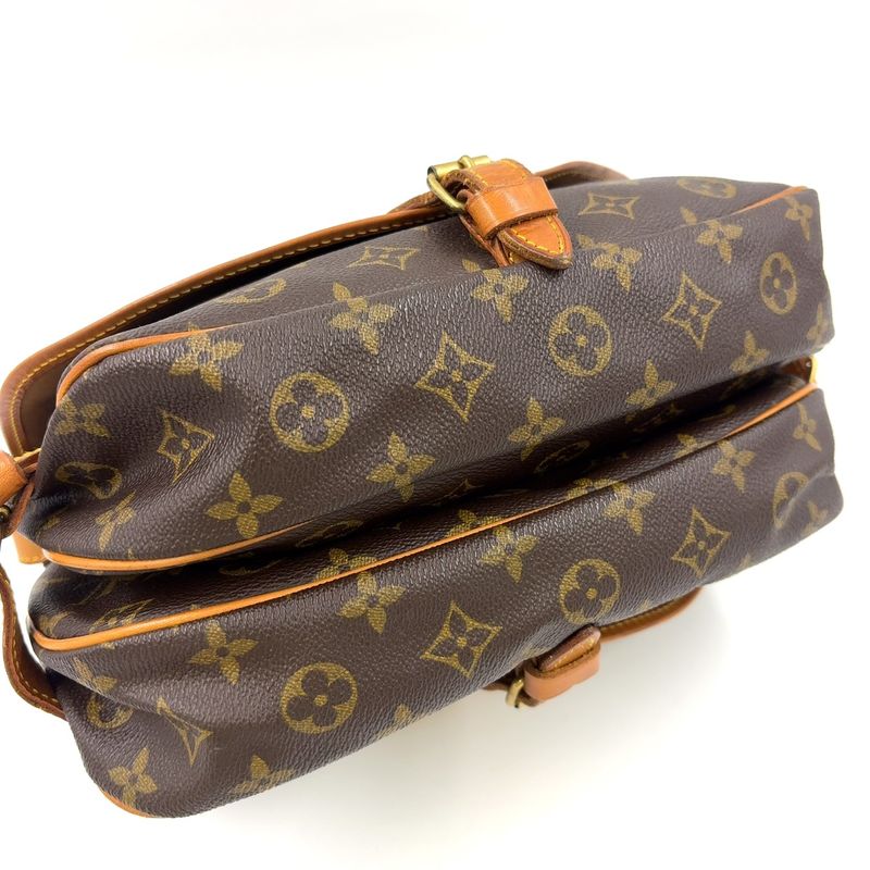 Louis Vuitton Saumur 30 Monogram Leather × PVC Brown Shoulder Bag Gold M42256