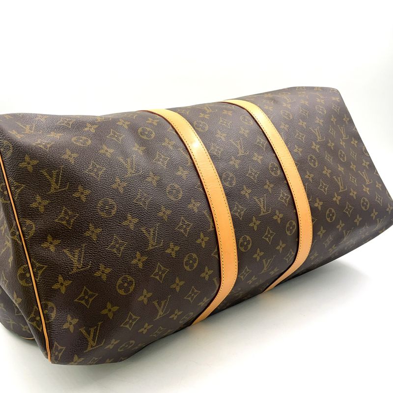 Louis Vuitton Keepall 55 Monogram Leather X PVC Brown Boston Bag Gold M41424