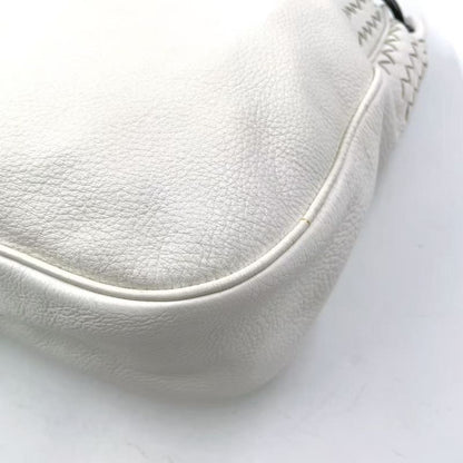 Bottega Veneta Intrecciato One Shoulder Leather White Handbag Black