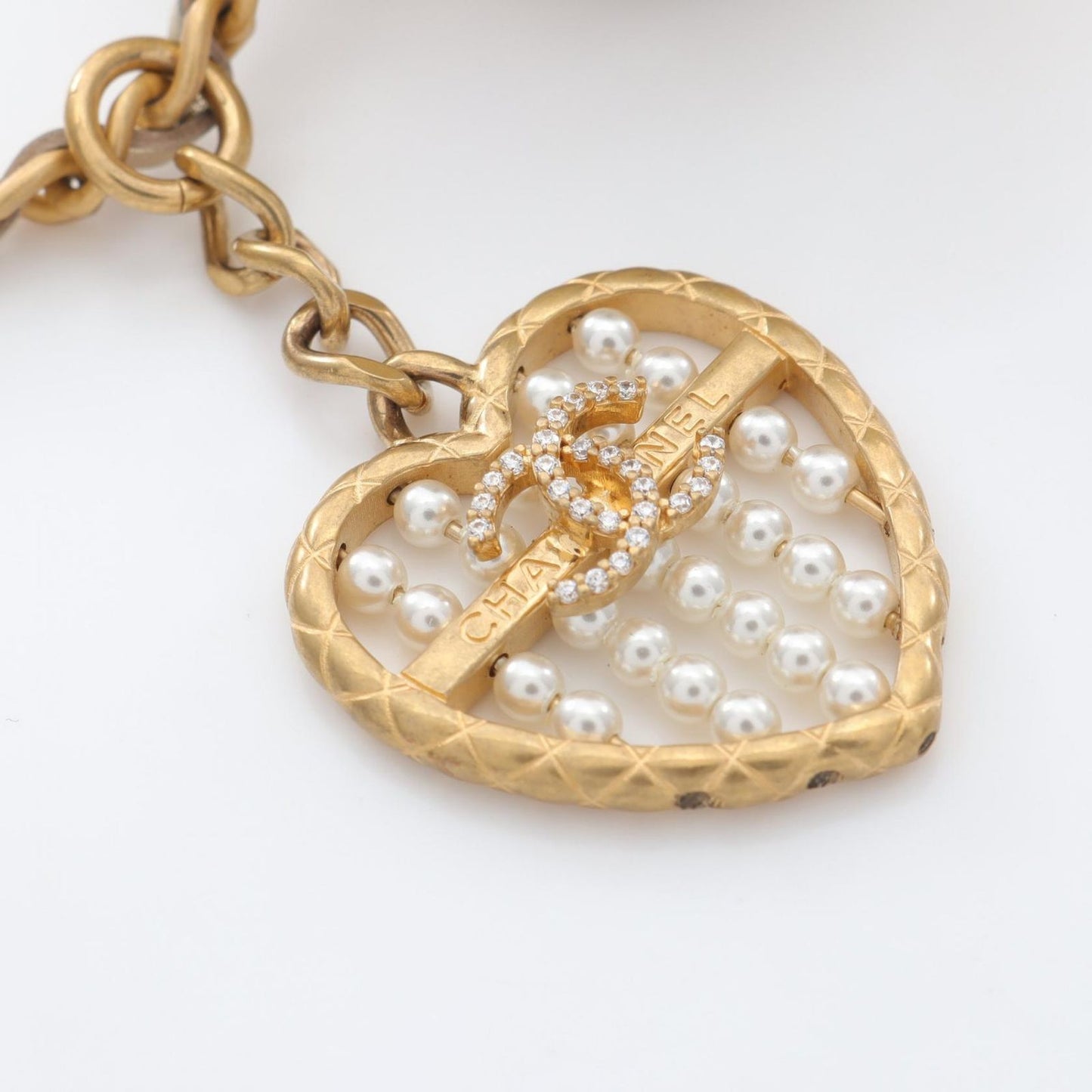 Chanel Charm Matelasse Classic Champagne Gold Lambskin Matelasse Bag Charm