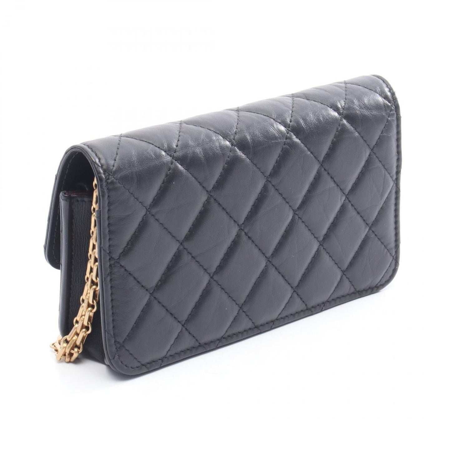 Chanel Shoulder Bag 2.55 Matelasse Black Leather 2.55 Matelasse Chain Wallet