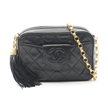 Chanel Shoulder Bag Matelasse Black Lambskin Matelasse Fringe Chain Shoulder
