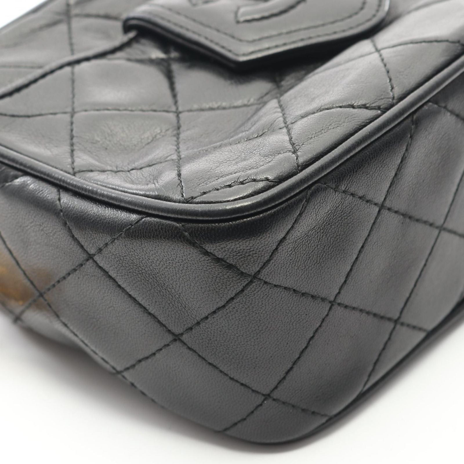 Chanel Shoulder Bag Matelasse Black Lambskin Matelasse Fringe Chain Shoulder