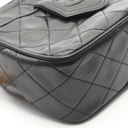 Chanel Shoulder Bag Matelasse Black Lambskin Matelasse Fringe Chain Shoulder