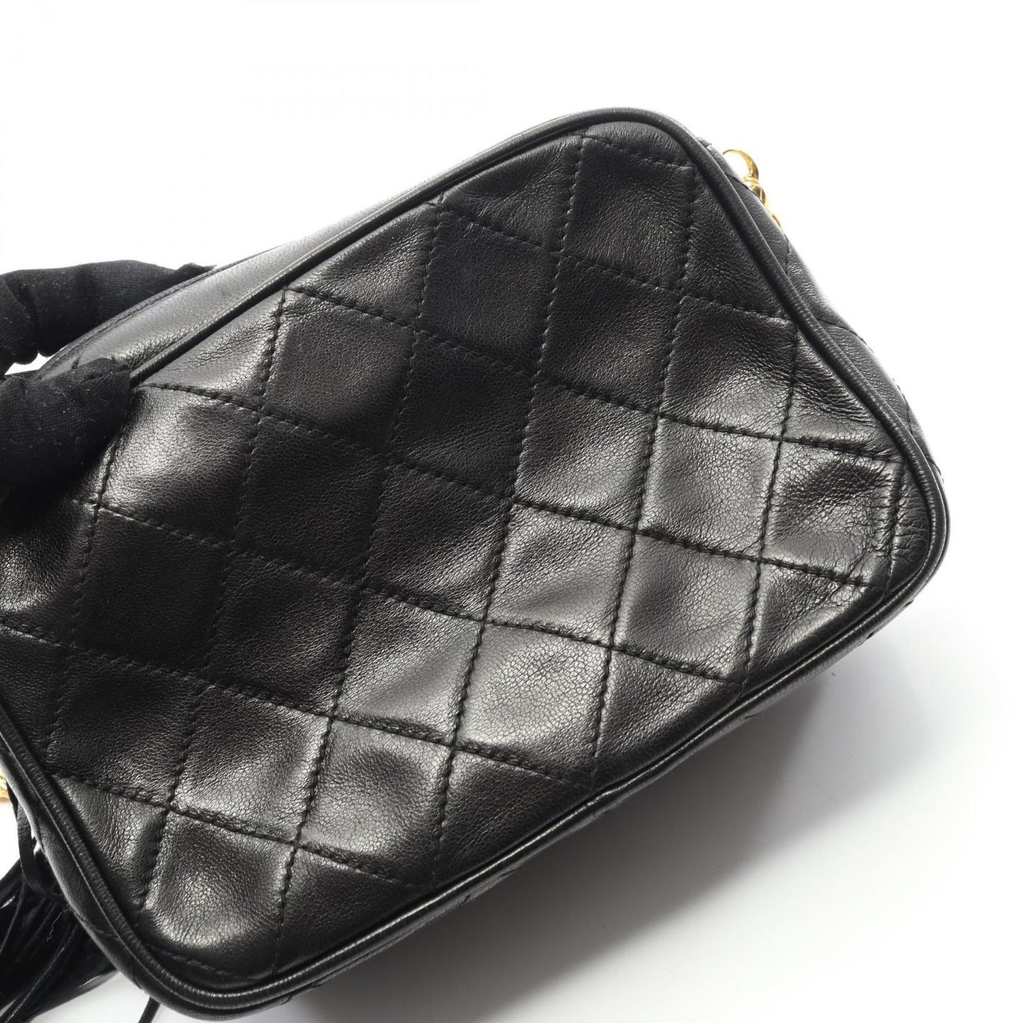 Chanel Shoulder Bag Matelasse Black Lambskin Matelasse Fringe Chain Shoulder