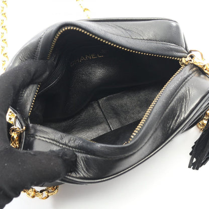 Chanel Shoulder Bag Matelasse Black Lambskin Matelasse Fringe Chain Shoulder