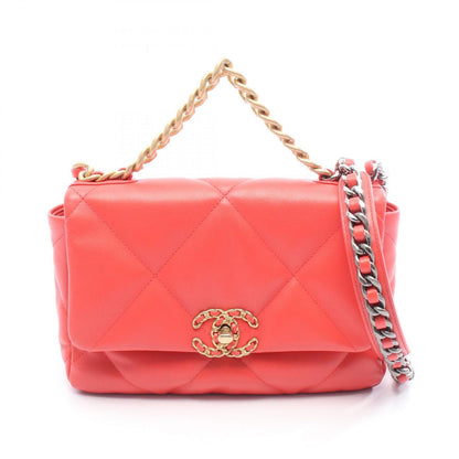 Chanel Shoulder Bag 19 Dizeneuf Matelasse Coral Orange Leather Chanel19