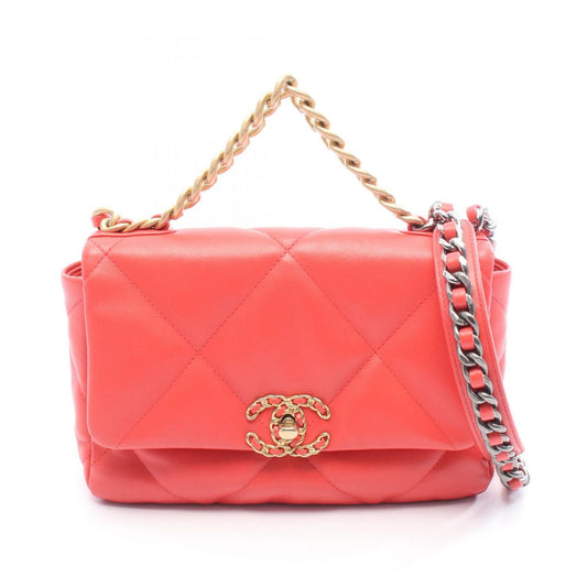 Chanel Shoulder Bag 19 Dizeneuf Matelasse Coral Orange Leather Chanel19
