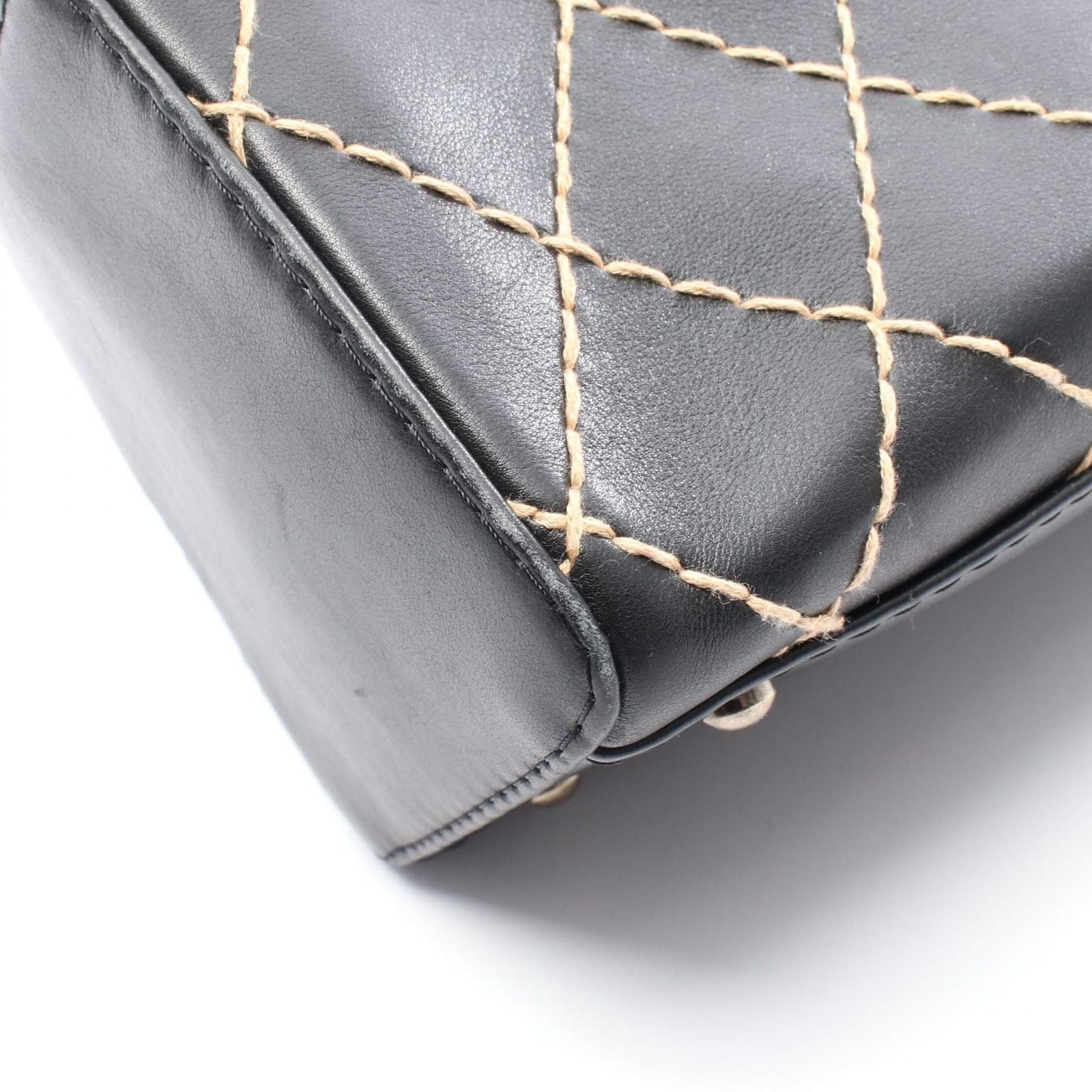 Chanel Handbag Wild Stitch A18121 Black Leather Wild Stitch Handbag Ladies