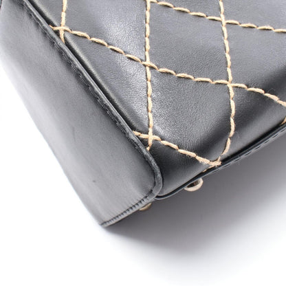 Chanel Handbag Wild Stitch A18121 Black Leather Wild Stitch Handbag Ladies