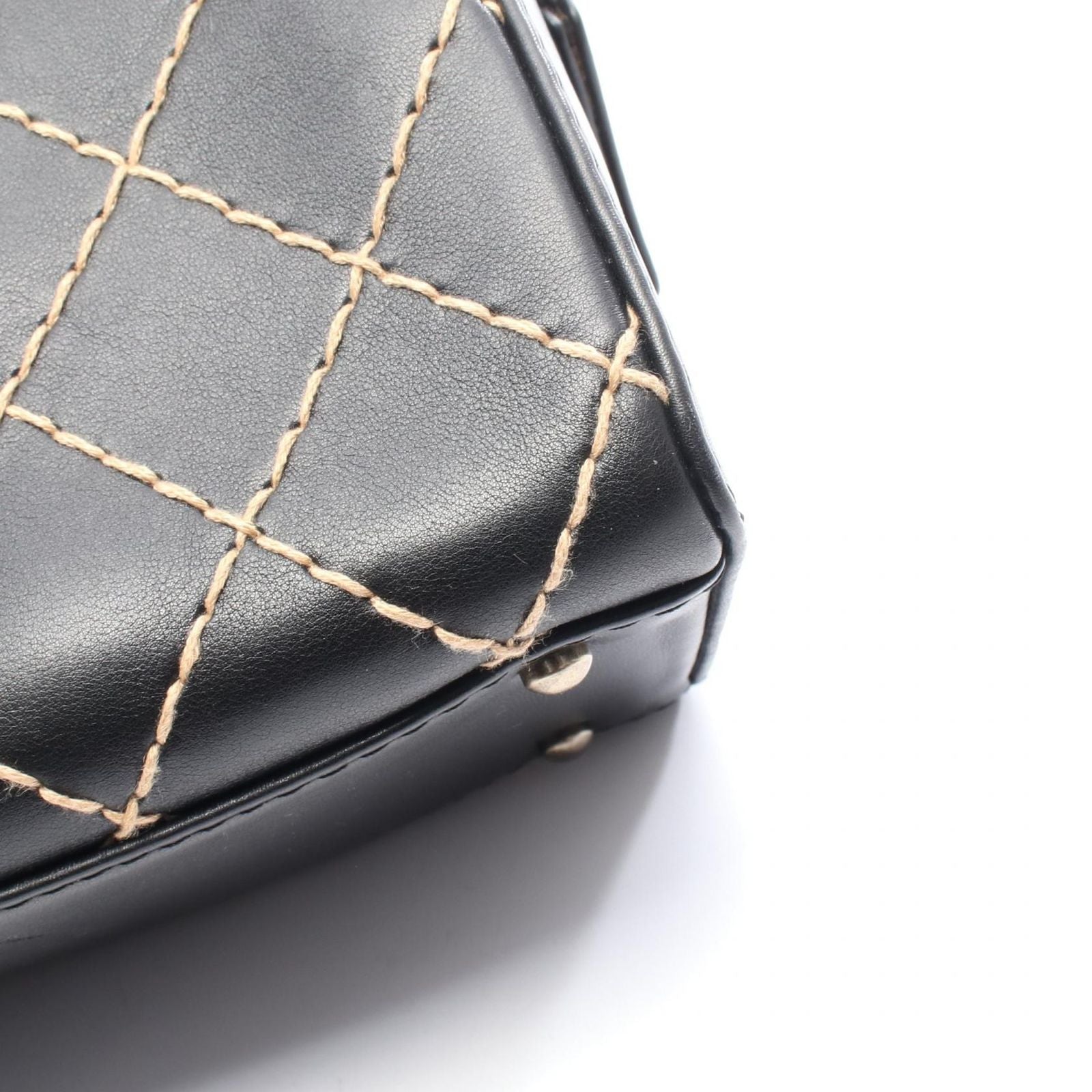 Chanel Handbag Wild Stitch A18121 Black Leather Wild Stitch Handbag Ladies