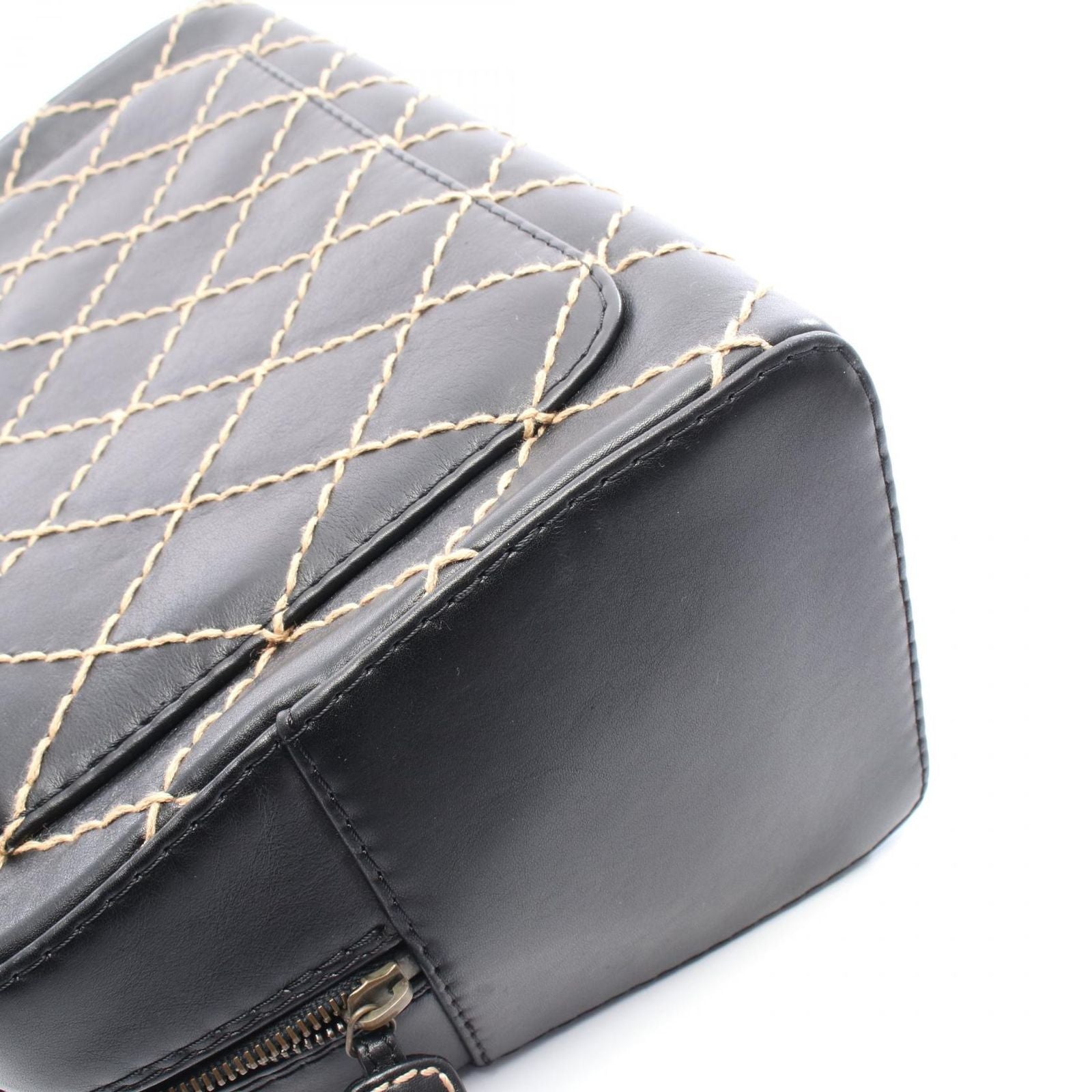 Chanel Handbag Wild Stitch A18121 Black Leather Wild Stitch Handbag Ladies