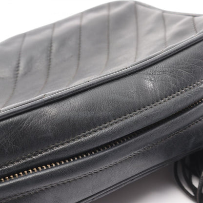 Chanel Shoulder Bag Coco Mark Bias Stitch Black Lambskin Fringe Chain Shoulder