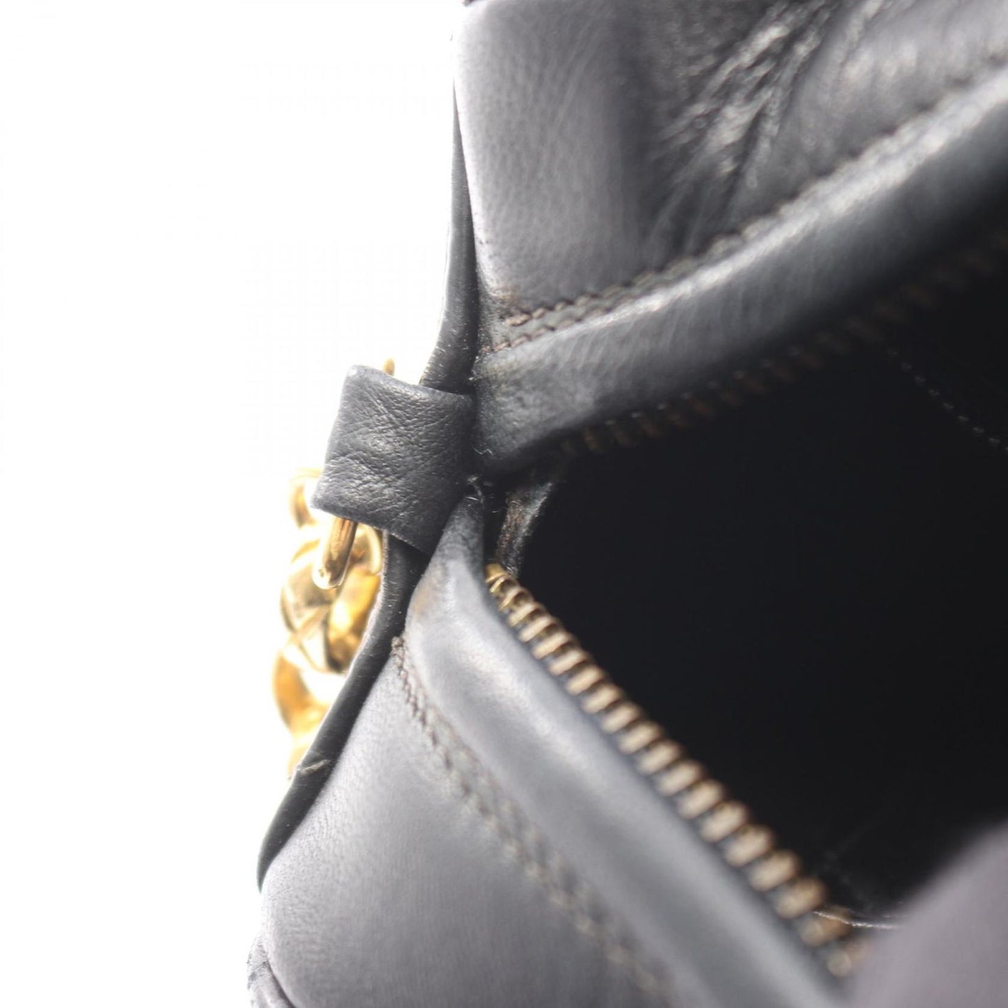 Chanel Shoulder Bag Coco Mark Bias Stitch Black Lambskin Fringe Chain Shoulder