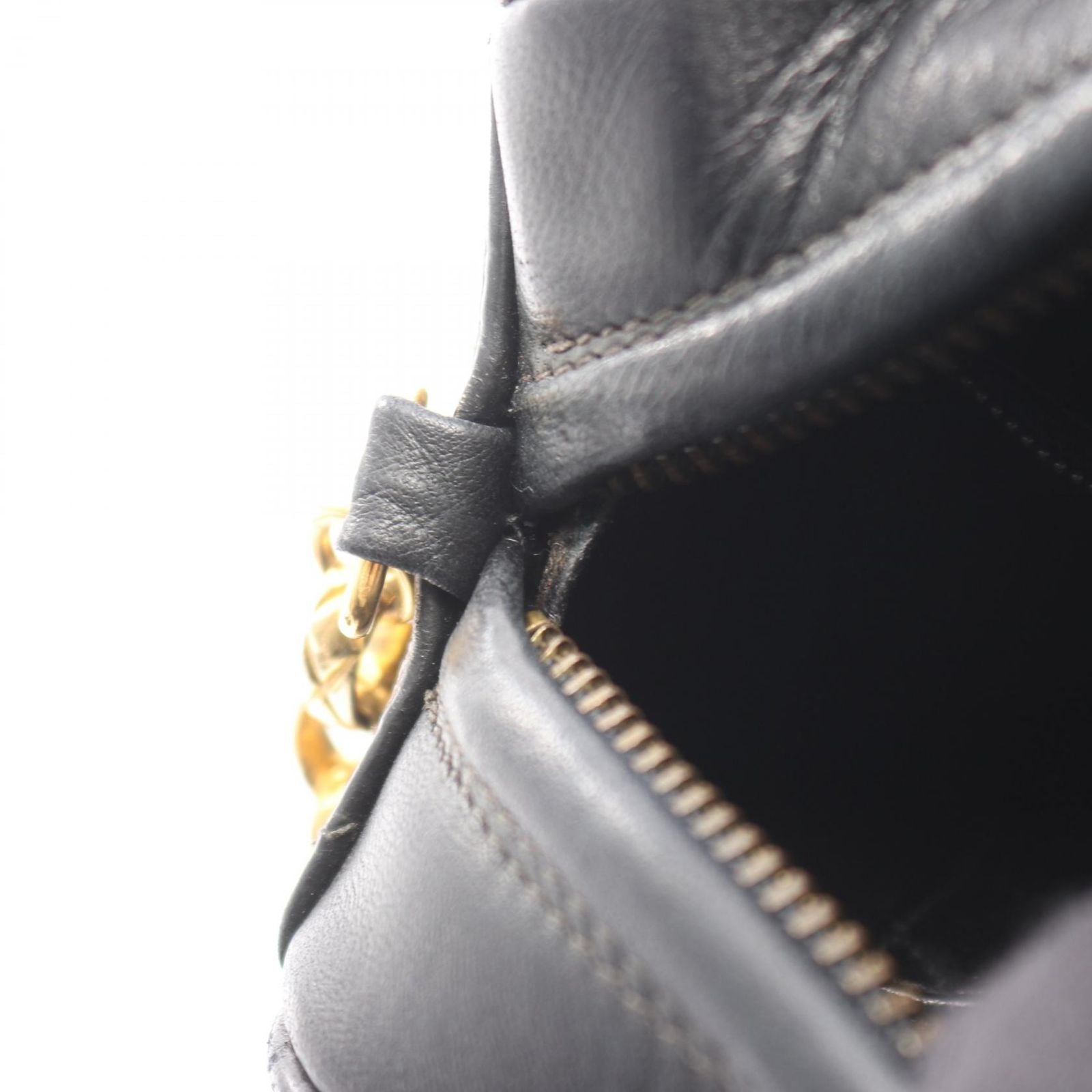 Chanel Shoulder Bag Coco Mark Bias Stitch Black Lambskin Fringe Chain Shoulder