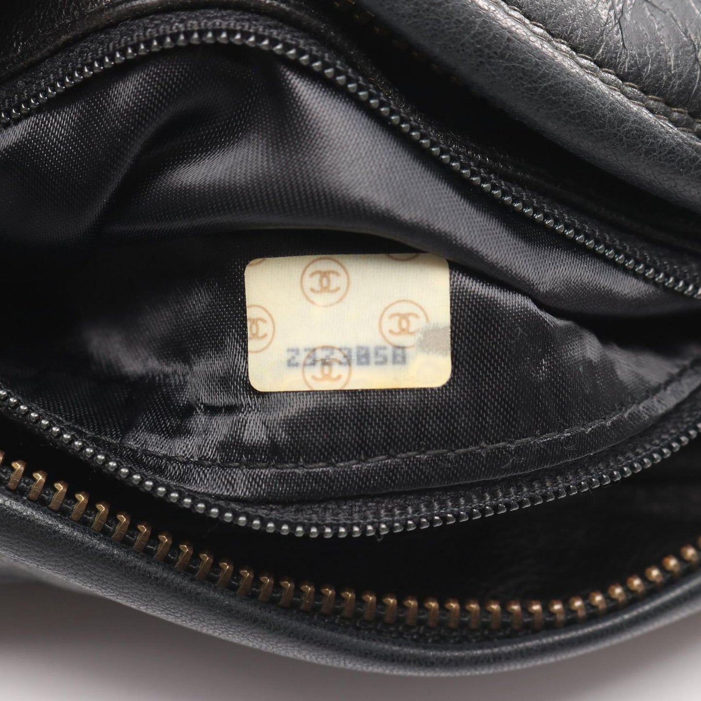 Chanel Shoulder Bag Coco Mark Bias Stitch Black Lambskin Fringe Chain Shoulder